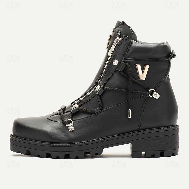 Men's Black Motorcycle Boots with Zipper and Metal Detailing for Urban and Casual Style3