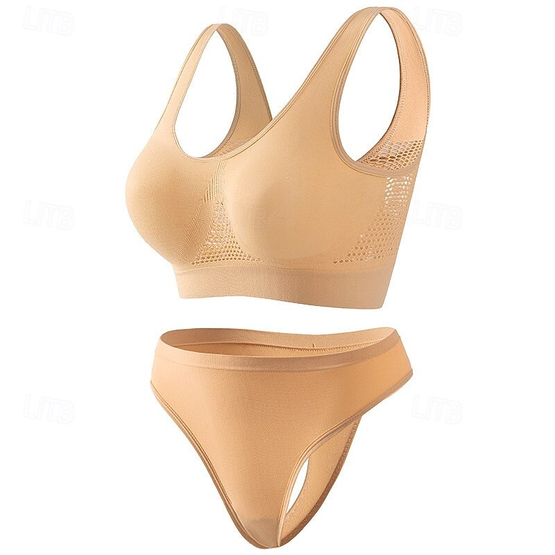 Women's Light Support Sports Bra Set Open Back Bra Top Padded Fitness Leisure Sports Running Breathable Lightweight Soft Aqua Blue Black White Solid Colored4