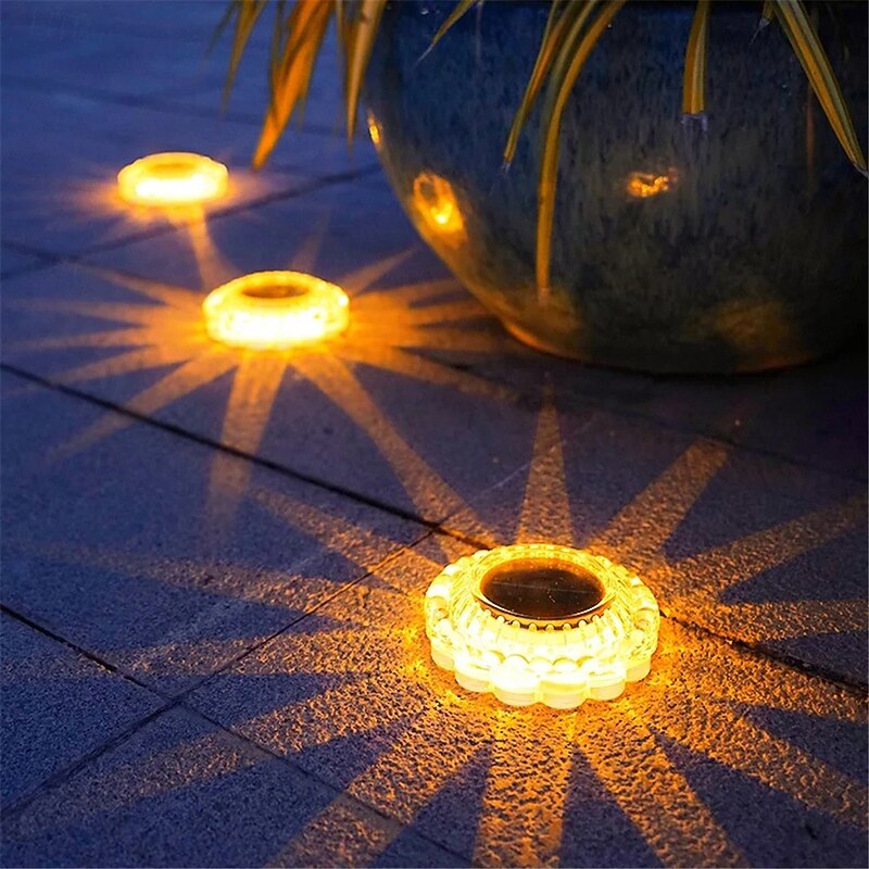 Solar Powered Underground Light Waterproof Lace Ground Plug Light Courtyard Mounted Underground Light Outdoor LED Solar Powered Lawn Light Staircase Lights Platform Lights 1PC3