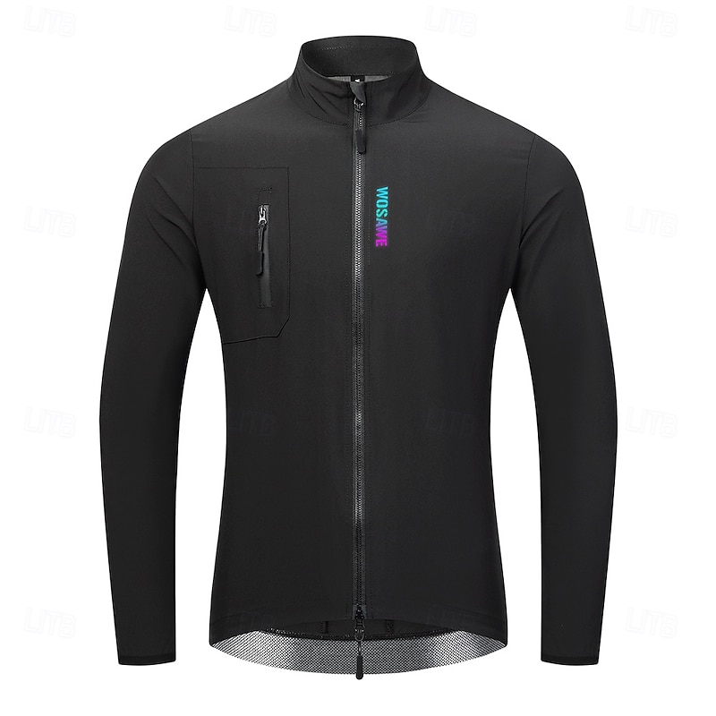 Men's Cycling Jacket Windbreaker Cycling Jersey Solid Color Long Sleeve Bike Jacket Tracksuit Windbreaker with 3 Rear Pockets Mountain Bike MTB Road Bike Cycling Windproof Reflective Strips YKK3