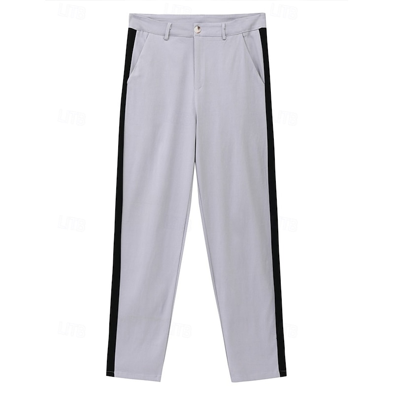 Men's Trousers Chinos Casual Pants Side Stripe Front Pocket Color Block Plain Comfort Soft Daily Holiday Going out Fashion Streetwear Coffee Stretchy2