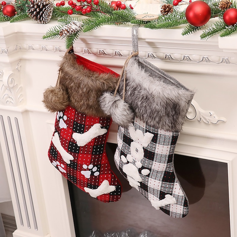 Christmas Decorations, Plaid Fur-Collar Socks, Christmas Tree Ornaments, and Cartoon Candy Bags3
