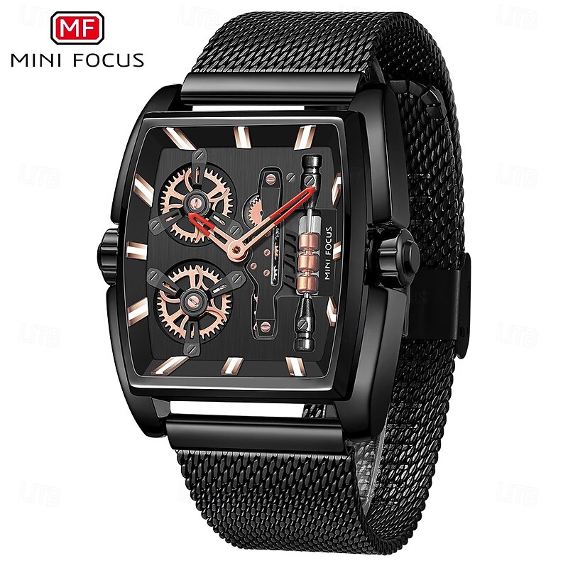 MINI FOCUS Men Quartz Watch Creative Outdoor Sports Fashion Luminous Waterproof Decoration Stainless Steel Leather Watch