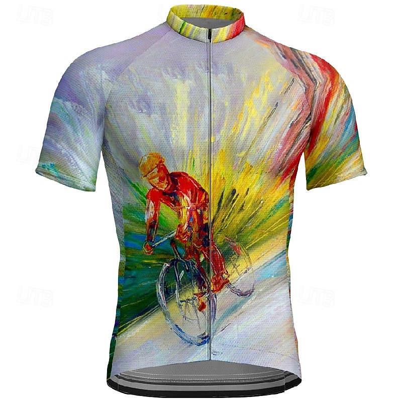 Men's Cycling Jersey Graffiti Short Sleeve Bike Tee Tshirt Jersey with 3 Rear Pockets Mountain Bike MTB Quick Dry Anatomic Design Wicking Breathable Sports Black Red Purple Clothing Apparel