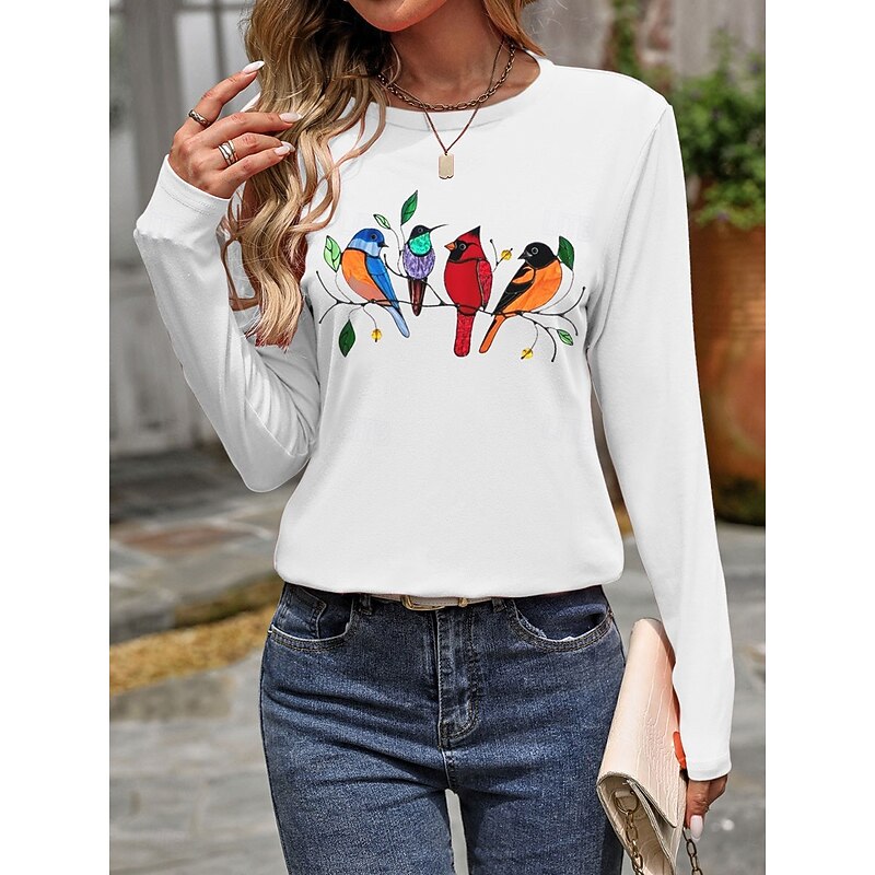 Women's 100% Cotton T shirt Tee Daily Weekend Casual Long Sleeve White Fall Winter Prefall