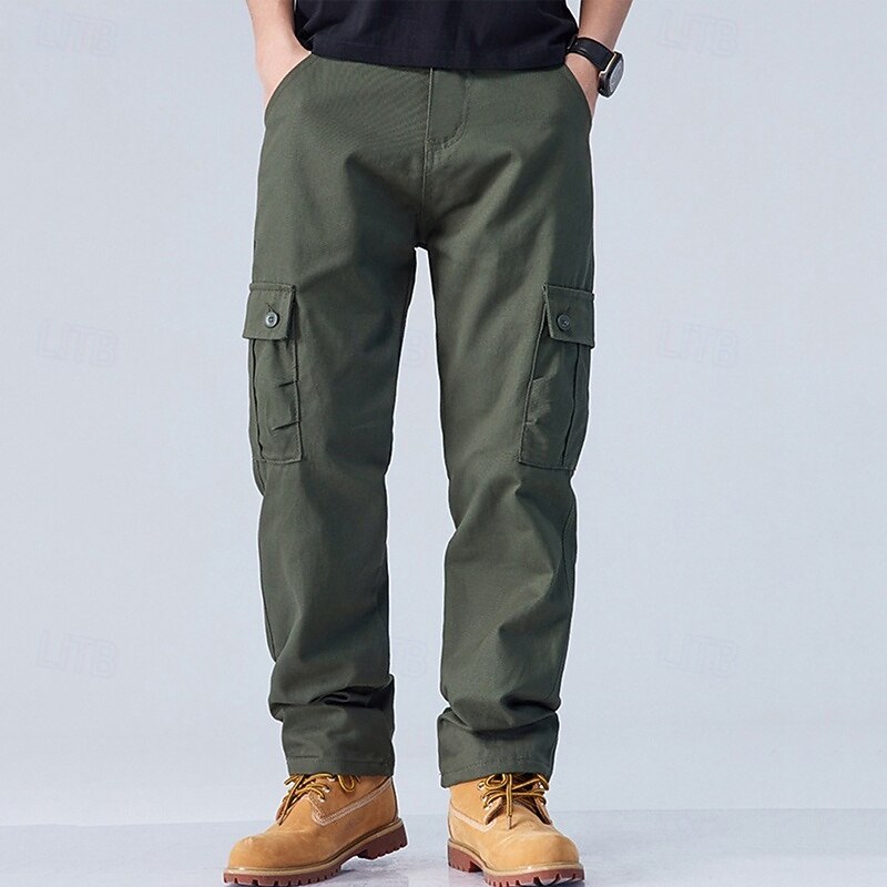 Men's Cargo Pants Trousers Work Pants Buttons Multi Pocket Plain Wearable Outdoor Daily Camping & Hiking Fashion Classic Black Army Green4