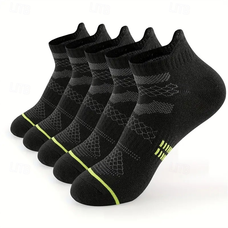 Men's 5 Pairs Multi Packs Socks Running Socks Casual Socks White Yellow Color Color Block Sports & Outdoor Daily Vacation Basic Medium Spring Fall Fashion Casual2