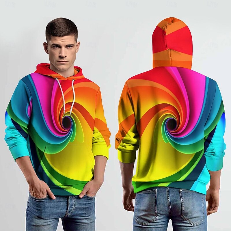 Men's Graphic Hoodie Hoodies Sweatshirt Fashion Daily Long Sleeve Hooded Vacation Streetwear Yellow 3D Print Printing Fleece Winter Spring &  Fall Designer2