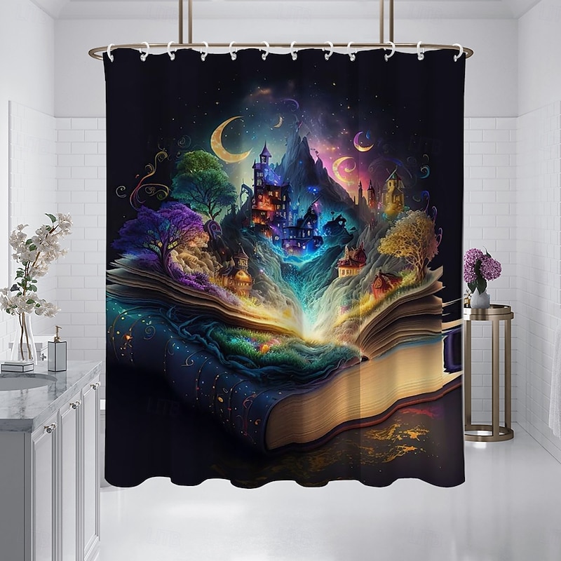 Shower Curtain with Hooks 180cm*180cm(70"*70") Polyester Washable Waterproof Pattern Bathroom Bathtub Decor Van Gogh Oil painting Tree of Life2