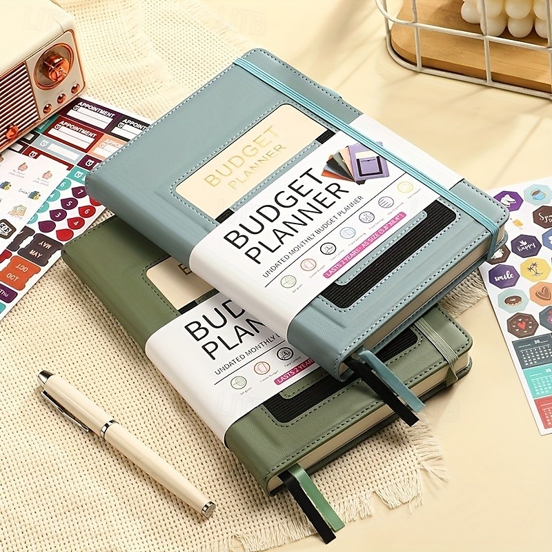 Budget Planner Notebook with Expense Tracker Undated Monthly Financial Organizer for Debt and Bill Tracking 8.4 x 5.8 Inches PU Cover2