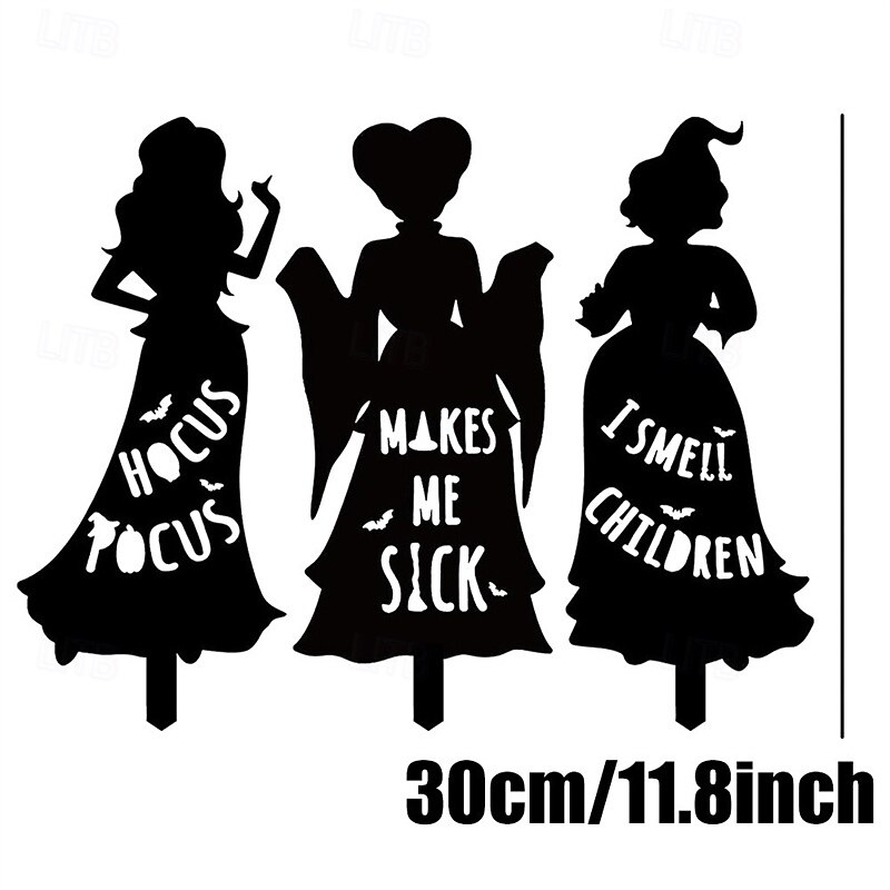 Hocus Pocus Halloween Decorations Outdoor 3 Metal Black Hocus Pocus Witches Halloween Silhouette Yard Signs Outside Yard Lawn Decor for Kids Home Party4