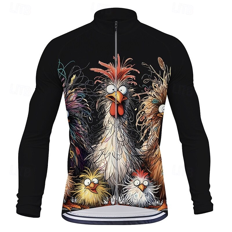 Men's Cycling Jersey Animal Long Sleeve Bike Tee Tshirt Top with 3 Rear Pockets Mountain Bike MTB Road Bike Cycling Quick Dry Front Zipper Wicking Sports Black White Yellow Clothing Apparel2