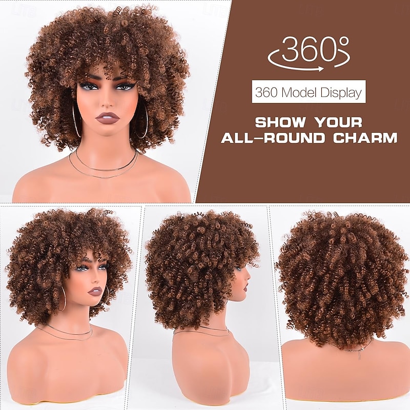 Synthetic Wig Short Curly Afro Wig Kinky Curly Hair Wig  Afro Wigs Soft and Fluffy Like a Bomb Daily Use4
