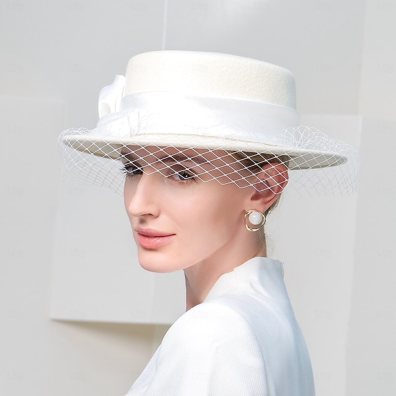 Hats 100% Wool Bowler / Cloche Hat Sun Hat Wedding Evening Party Elegant Wedding With Cap Splicing Headpiece Headwear3