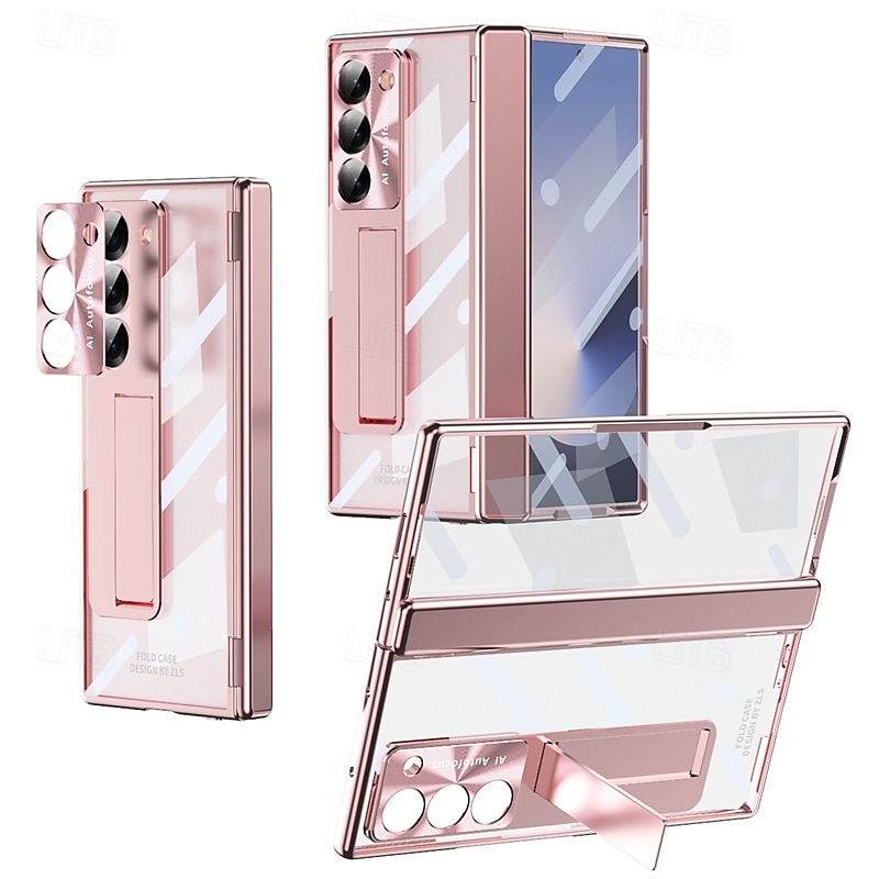 Phone Case For Samsung Galaxy Z Fold 7 Z Fold 6 Z Fold 5 Z Fold 4 Z Fold 3 Back Cover with Stand Holder with Screen Protector Full Body Protective Retro Armor PC Metal