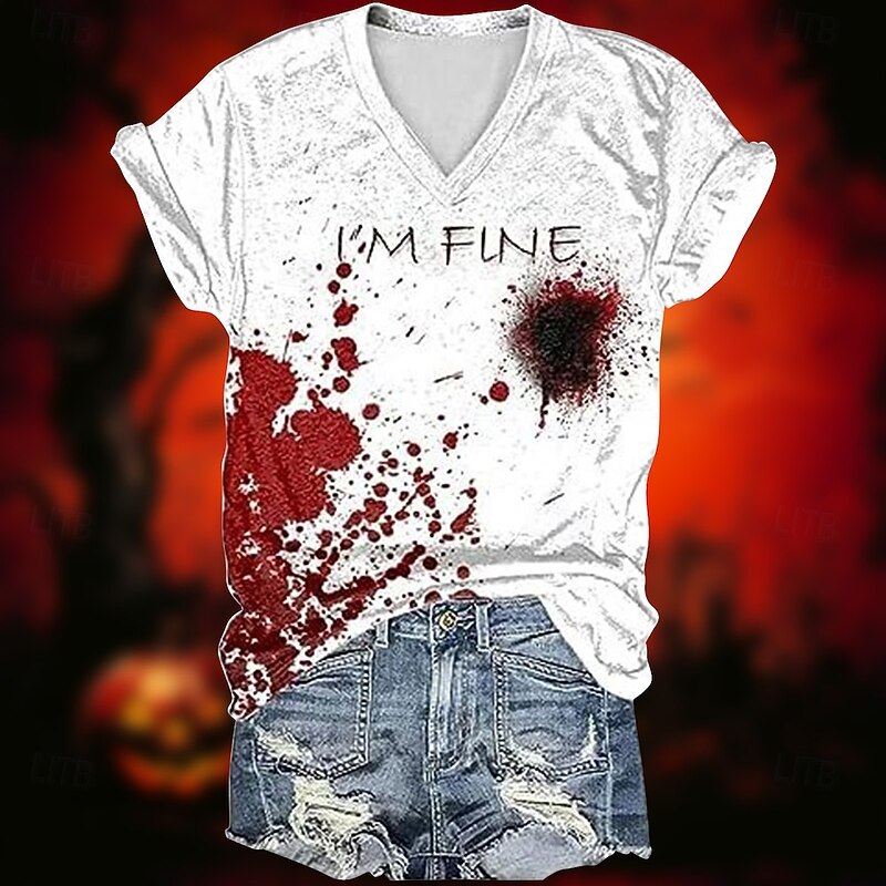 Halloween Blood Sangue T-shirt Print Graphic For Couple's Men's Women's Adults' Halloween Carnival Masquerade Hot Stamping Casual Daily4