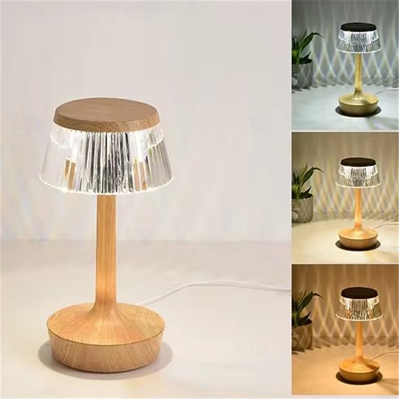 USB Table Lamp Tri-color Beside Lamp Modern Atmosphere LED Touch Night Lights for Bar Coffee Store Bedroom Bedside Indoor Decor Desk Lamp  1PC2