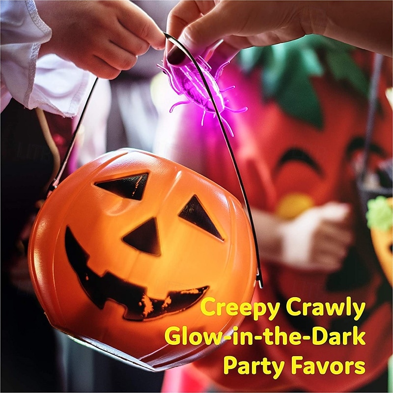 12 PCS Glow Critters and Halloween Trick or Treat Glow Insect - Glow Sticks Party Favors - Glow in The Dark Party Supplies(RANDOM STYLE)4
