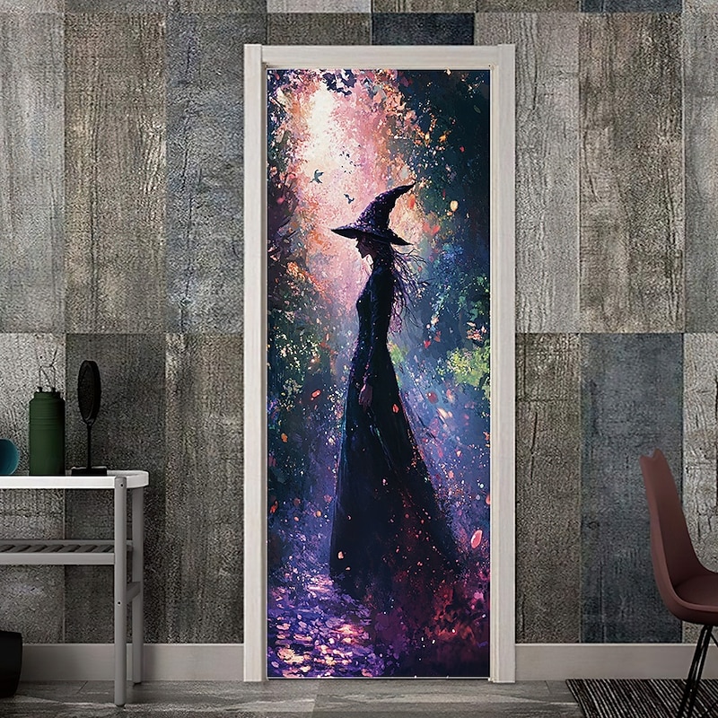 Halloween Decorations Halloween Door Covers Enchanting Witches Door Tapestry Door Curtain Decoration Backdrop Door Banner for Front Door Farmhouse Holiday Party Indoor Outdoor Decor Supplies3