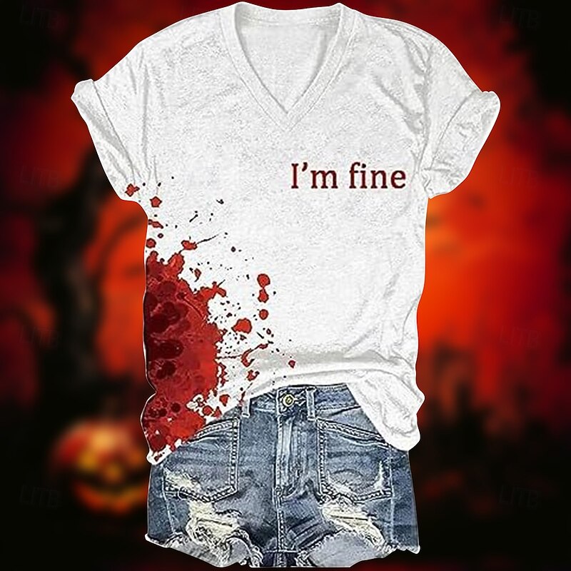 Halloween Blood Sangue T-shirt Print Graphic For Couple's Men's Women's Adults' Halloween Carnival Masquerade Hot Stamping Casual Daily