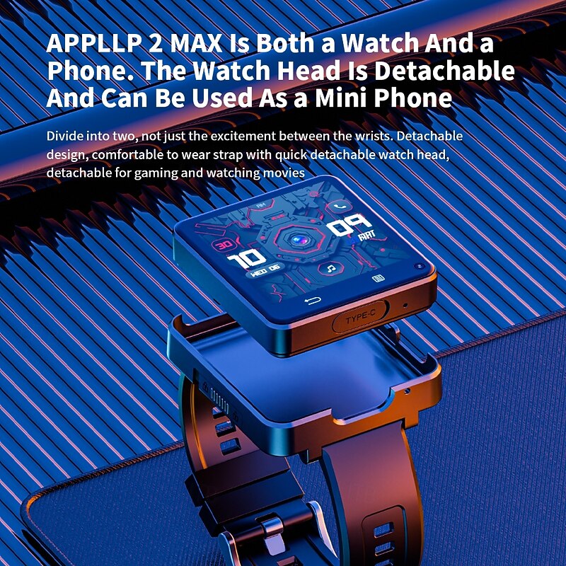 LOKMAT APPLLP 2 MAX Smart Watch 2.64 inch 4G LTE Cellular Smartwatch Phone 3G 4G Bluetooth Pedometer Call Reminder Alarm Clock Compatible with Null Women Men GPS Hands-Free Calls Media Control IPX-42