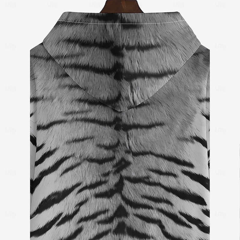 Men's Graphic Tiger Skin Hoodie Hoodies Sweatshirt Vacation Daily Long Sleeve Hooded Vacation Sports Outdoor Going out White Printing Winter Spring &  Fall Designer3