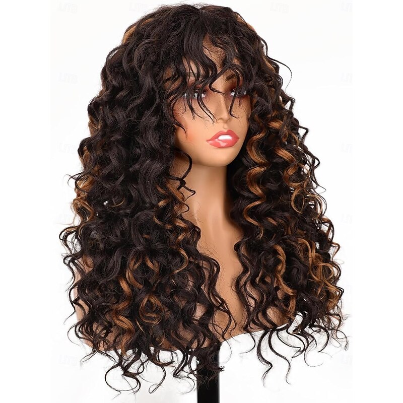 Curly Wigs for Black Women Wig with Bangs Glueless Bangs Wigs for Women Long Kinky Curly Wig  for Daily Use3