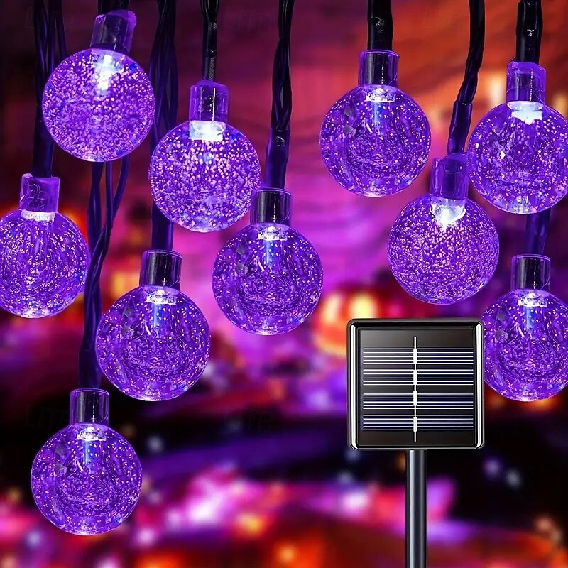 Solar String Lights for Outdoor 12m 100LED Crystal Globe Lights with 8 Modes Solar String Lights Outdoor Waterproof for Garden Tree Patio Party Christmas/Halloween Decoration2