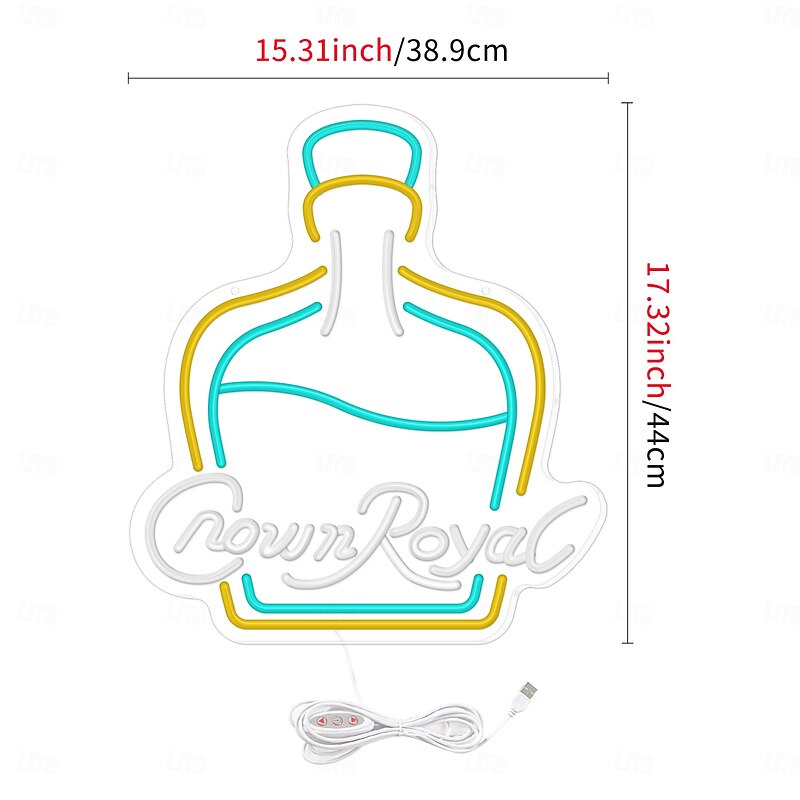 Crown Royal Bottle Shape LED Neon Sign Light Bar Light USB Powered for Home Bedroom Bar Club Pub Party Wall Art Decoration Halloween Hanging Bar Club Light4