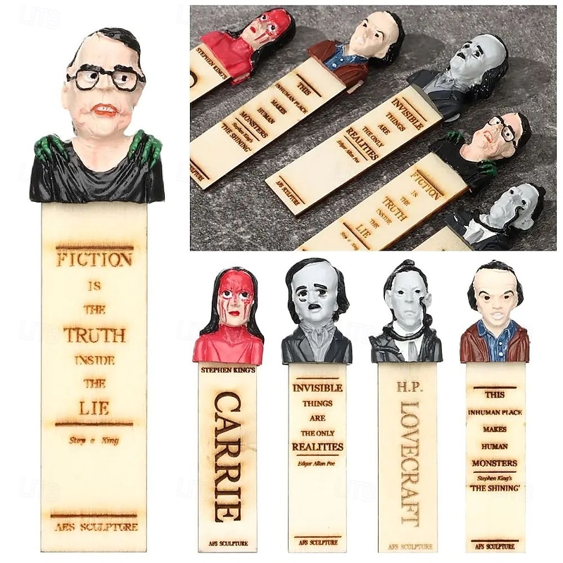 Halloween Horror Bookmarks - Horror Movie Main Character Bookmark, Scarry Halloween Bookmarks, Half-Length Figure Sculpture Bookmarks, Horror Bookmarks for Adults, Horror Bookmark Set2