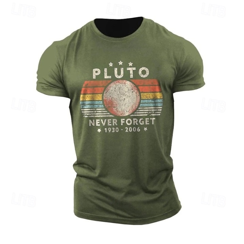 Men's Graphic Tee: Pluto Never Forget 1930-2006 Astronomy & Space Lifestyle Short Sleeve T-Shirt3