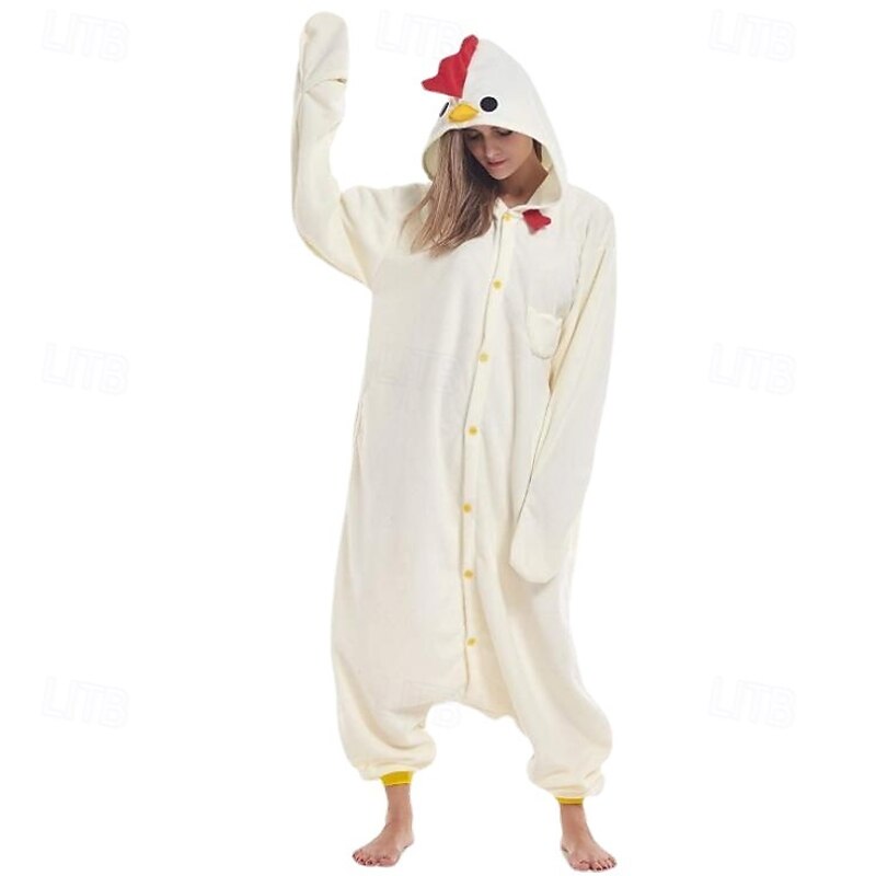 Adults' Animal Onesie Costume Carnival Costume Cartoon Cock / Chicken Onesie Pajamas Kigurumi Pajamas Charm Funny Costume For Men and Women Carnival Cartoon