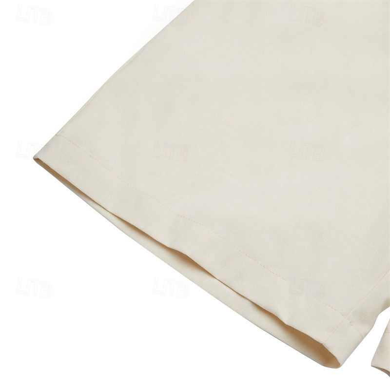 Men's Shorts Linen Shorts Dress Shorts Summer Shorts Beach Shorts Pocket Straight Leg Plain Comfort Breathable Knee Length Formal Office Business Fashion Stylish Black White Inelastic2