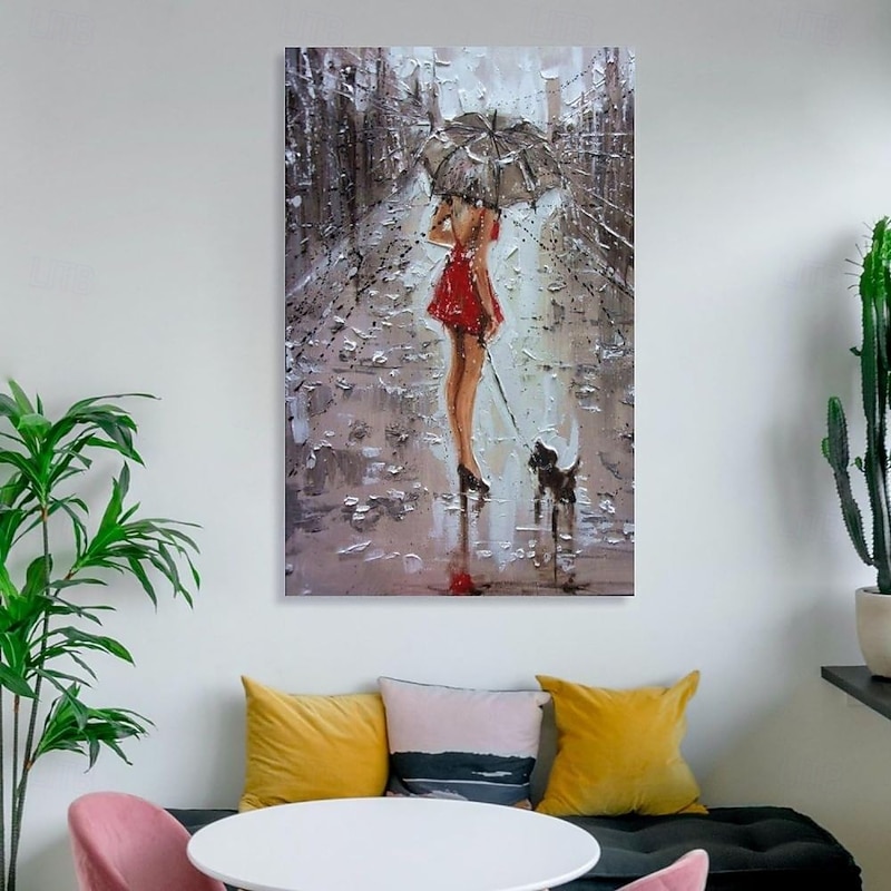 Handmade Oil Painting Canvas Wall Art Decoration Figure Abstract Rain Street Landscape for Home Decor Rolled Frameless Unstretched Painting4