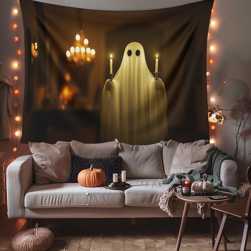 Halloween Decorations Hanging Tapestry Ghost Walking Dog Wall Art Large Tapestry Mural Decor Photograph Backdrop Blanket Curtain Home Bedroom Living Room Decoration2