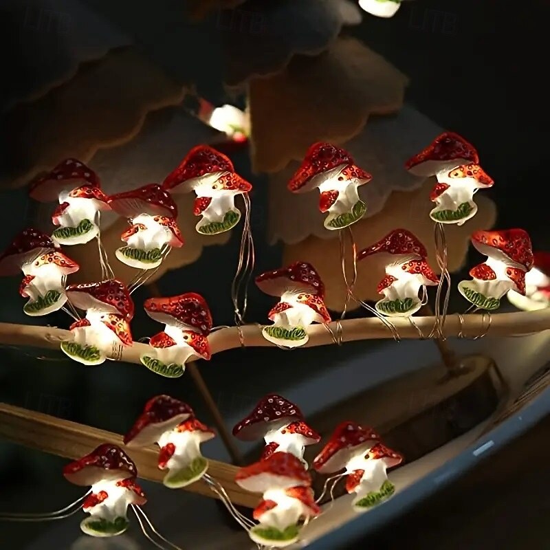 4M 40LED Solar Cherry Blossom Mushroom Hazelnut Copper Wire String Lights Outdoor Waterproof Christmas Thanksgiving Garden Party Balcony Home Decoration3