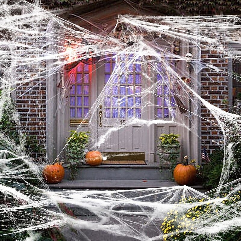 300g Halloween Decorations Artificial Spider Web Stretchy Cobweb Scary Party Halloween Decoration for Bar Haunted House Scene Props4