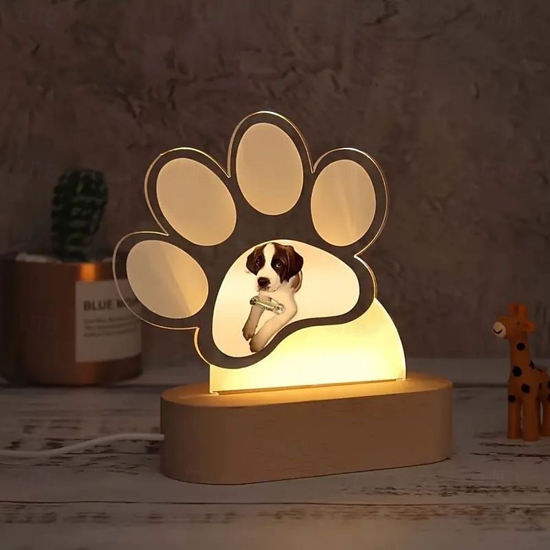 Personalized Light Up Photo Frame Custom Dog Paw Acrylic Night Light Memorial Lamp Unique Gift for Pet Lovers Ideal for Home Living Room and Office Decor3