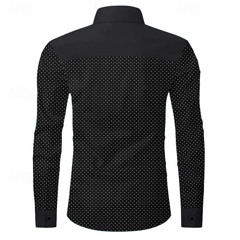 Men's Cowboy Western Shirt Button Up Shirt Cowboy Shirt Long Sleeve Vintage Western Daily Holiday Fall Winter Spring & Summer Turndown Collared Shirts 3D Print Black2