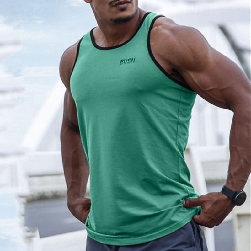 Men's Tank Top Vest Top Undershirt Graphic Tee Sleeveless Crew Neck Summer Graphic Letter Fashion Streetwear Muscle Print Sports & Outdoor Athleisure Gym Black White Green Top Tee for Men4