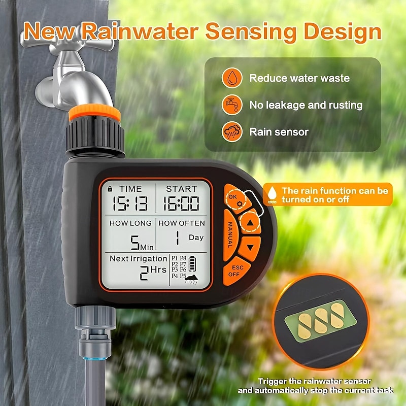 Intelligent LCD Screen Garden Irrigation Control Device Auto Water Saving Irrigation Controller Outdoor Digital Plant Watering Timer