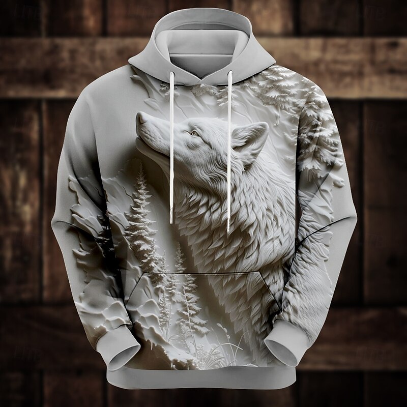 Men's Animal Funny Hoodie Hoodies Sweatshirt Fashion Cool Long Sleeve Hooded Vacation Club White Blue Pocket 3D Print Fall Winter Designer
