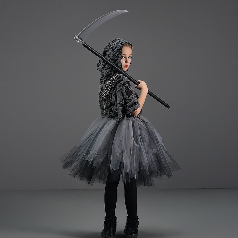 Grim Reaper Halloween Costume Tutu Scary Costume Dress Up Kid's Girls' Children's Day Masquerade Party Easy Halloween Costumes Dress Up4