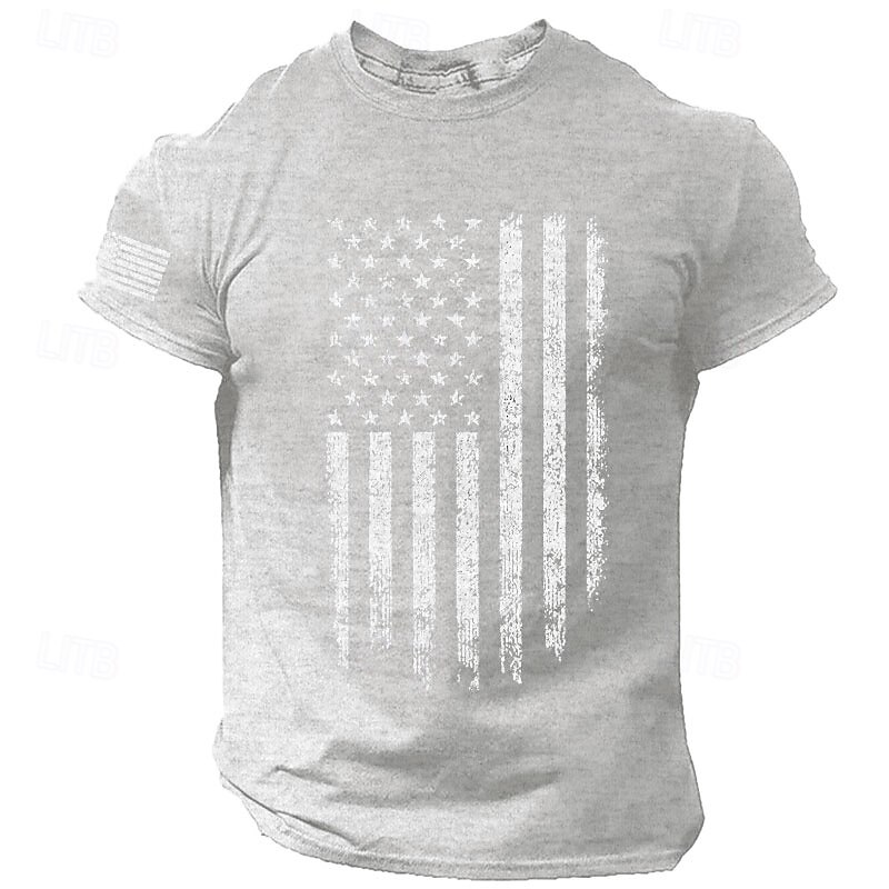 Veterans Day Men's Patriot Patriotic Veteran National Flag T shirt Tee Top Cotton Short Sleeve Graphic Shirt Black White Red Comfortable Tee Sports Outdoor Holiday Fashion Designer3