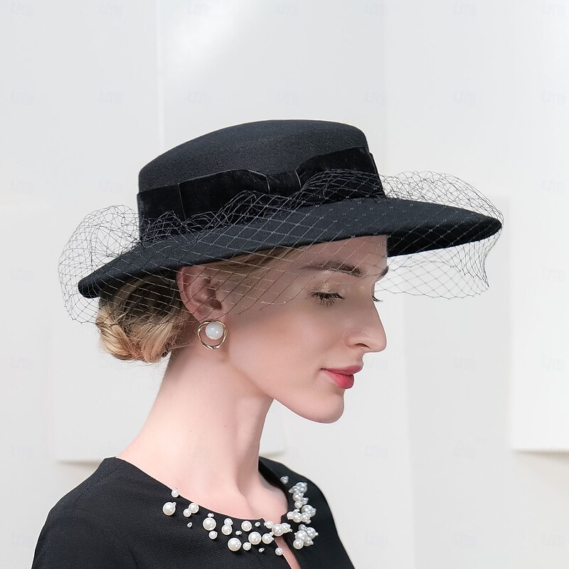 Hats 100% Wool Bowler / Cloche Hat Fedora Hat Holiday Tea Party Elegant Wedding With Face Veil Headpiece Headwear4