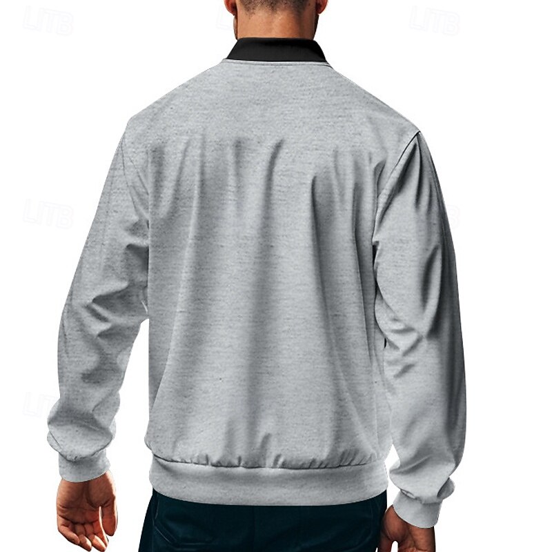 Men's Lightweight Jacket Varsity Jacket Daily Vacation Breathable Patchwork Spring & Fall Color Block Fashion Classic Stand Collar Regular Black Yellow Red Navy Blue Royal Blue Jacket 9