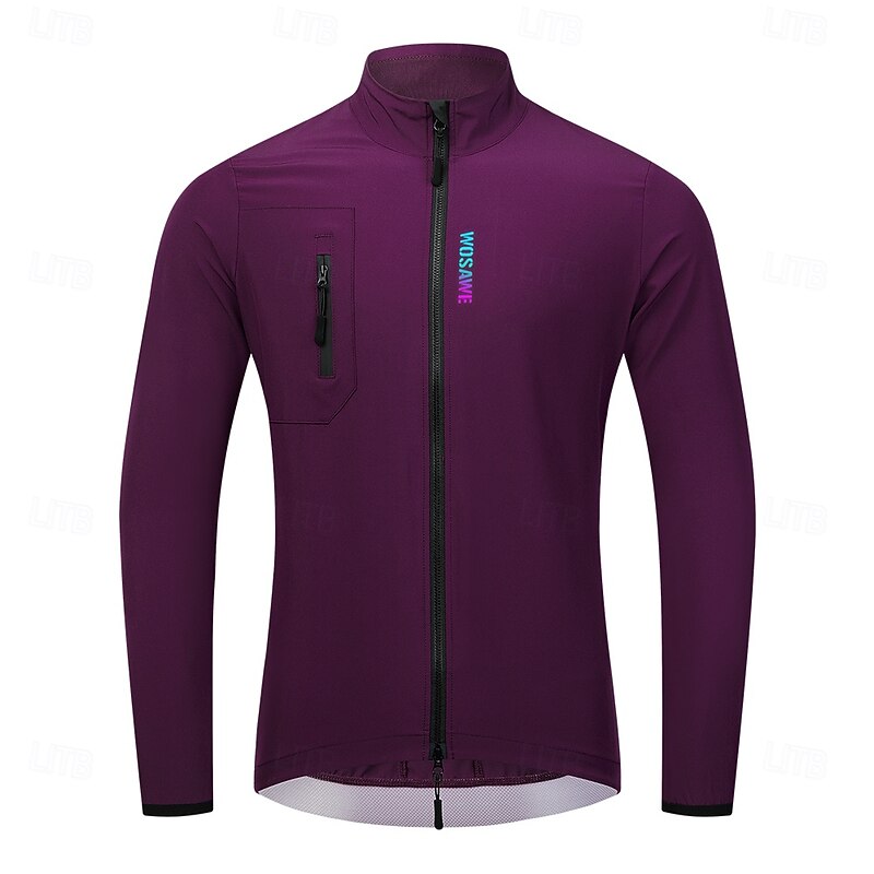 Men's Cycling Jacket Windbreaker Cycling Jersey Solid Color Long Sleeve Bike Jacket Tracksuit Windbreaker with 3 Rear Pockets Mountain Bike MTB Road Bike Cycling Windproof Reflective Strips YKK