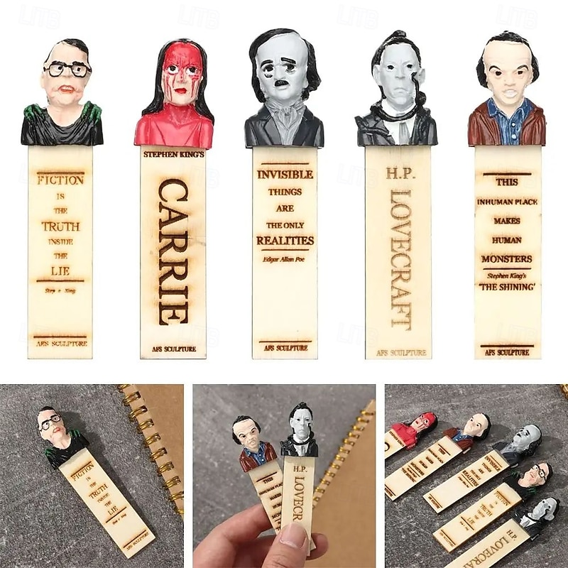 Halloween Horror Bookmarks - Horror Movie Main Character Bookmark, Scarry Halloween Bookmarks, Half-Length Figure Sculpture Bookmarks, Horror Bookmarks for Adults, Horror Bookmark Set