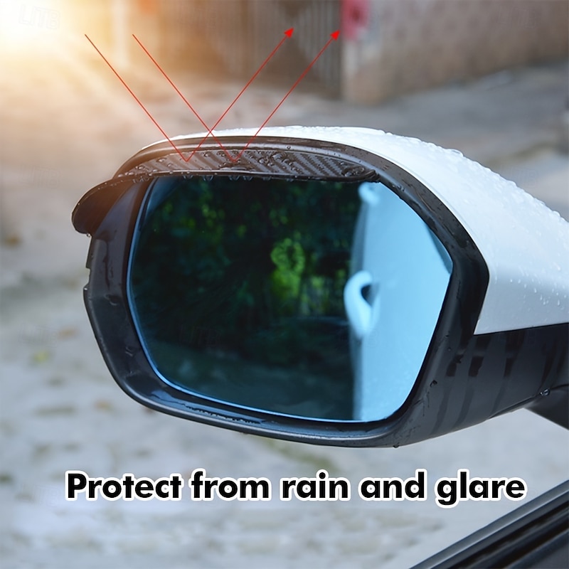 Car Rearview Mirror Visor Rainproof Cover Eyebrow Shaped Universally Suitable Rearview Mirror Sun Visor for Most Cars Trucks And SUV 2pcs4