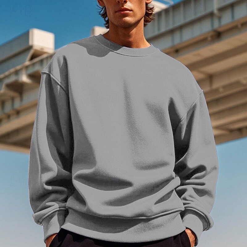 Men's Sweatshirt Black White Yellow Red Navy Blue Crew Neck Plain Patchwork Sports & Outdoor Daily Holiday Polyester Streetwear Basic Casual Spring & Fall Clothing Apparel Hoodies Sweatshirts Long 7